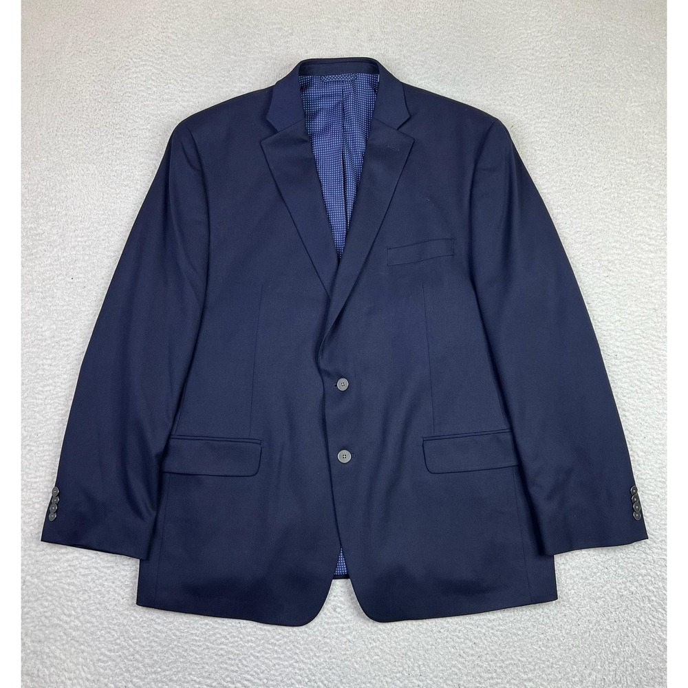 Michael Kors Mens 46L Navy Blue Stretch Classic Fit 2 Button Suit Jacket Blazer‎